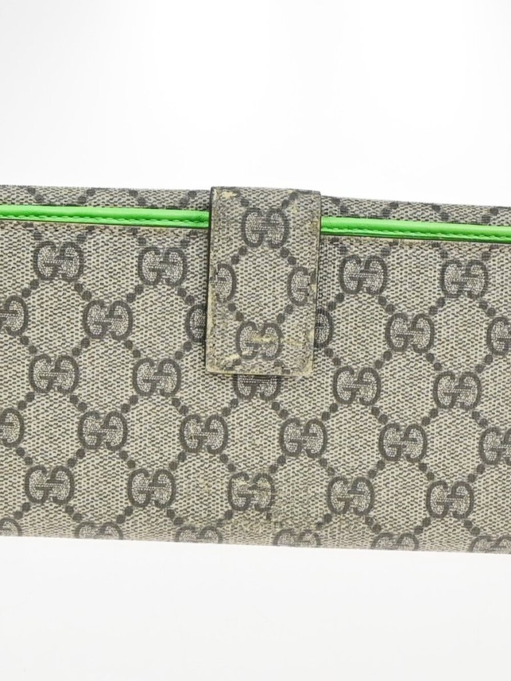 GUCCI GG heart Bifold Long Wallet Supreme Leather Green Beige GHW 01KC911 - Picture 3 of 15
